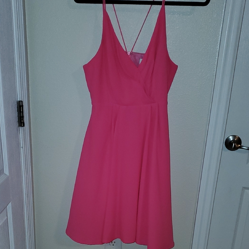 Vibrant Pink Mini Sundress with Spaghetti Straps for Cocktail